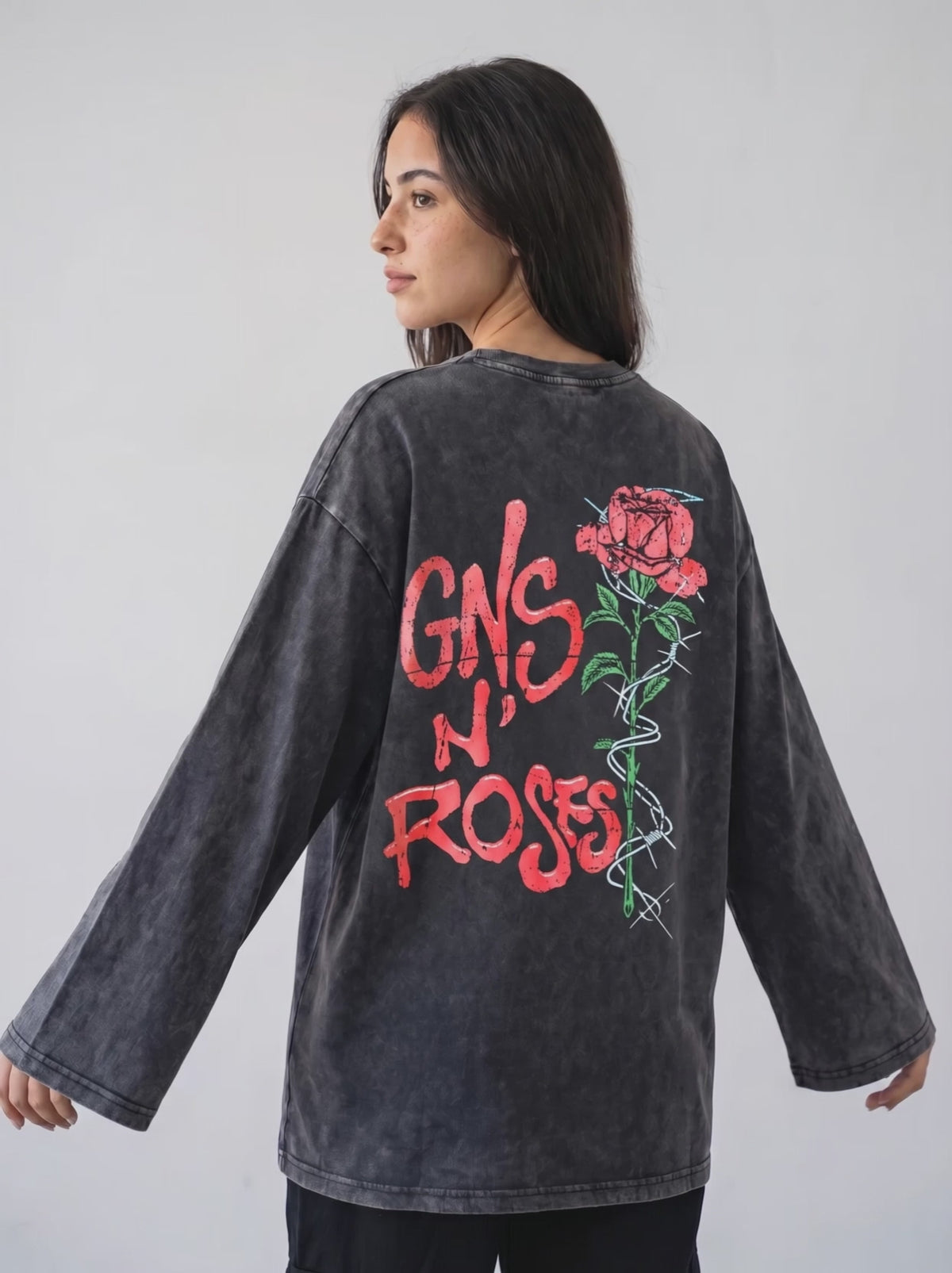 Gun N Roses Long Sleeves Washed T-Shirt