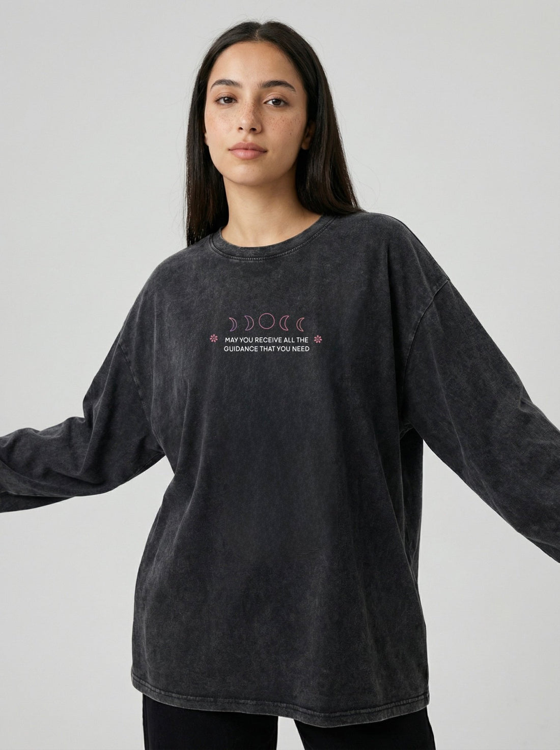 Receive Guidance Long Sleeves Washed T-Shirt - Hippies TownT-shirtHippies Town