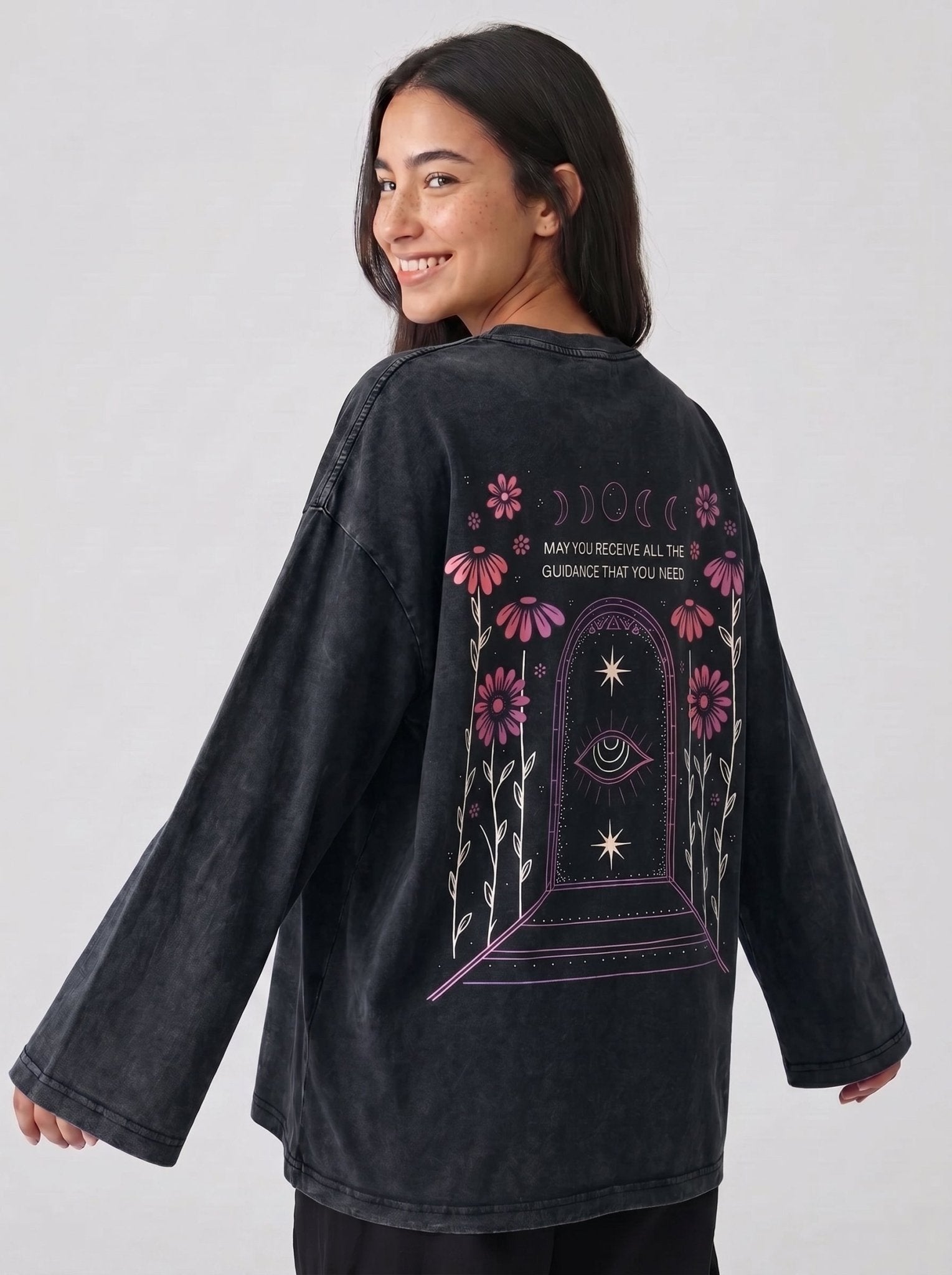Receive Guidance Long Sleeves Washed T-Shirt - Hippies TownT-shirtHippies Town