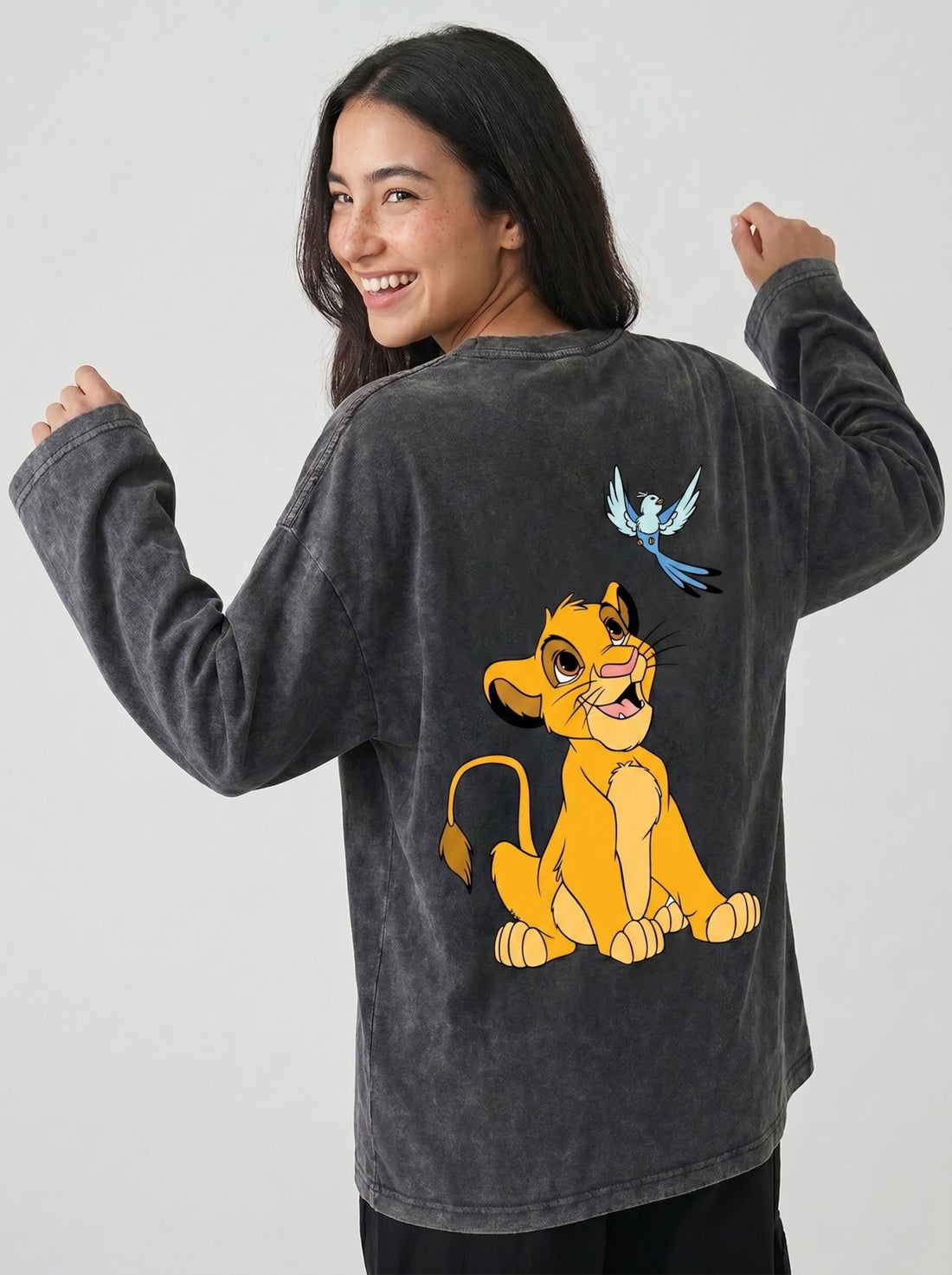 Simba Long Sleeves Washed T-Shirt - Hippies TownHippies Town