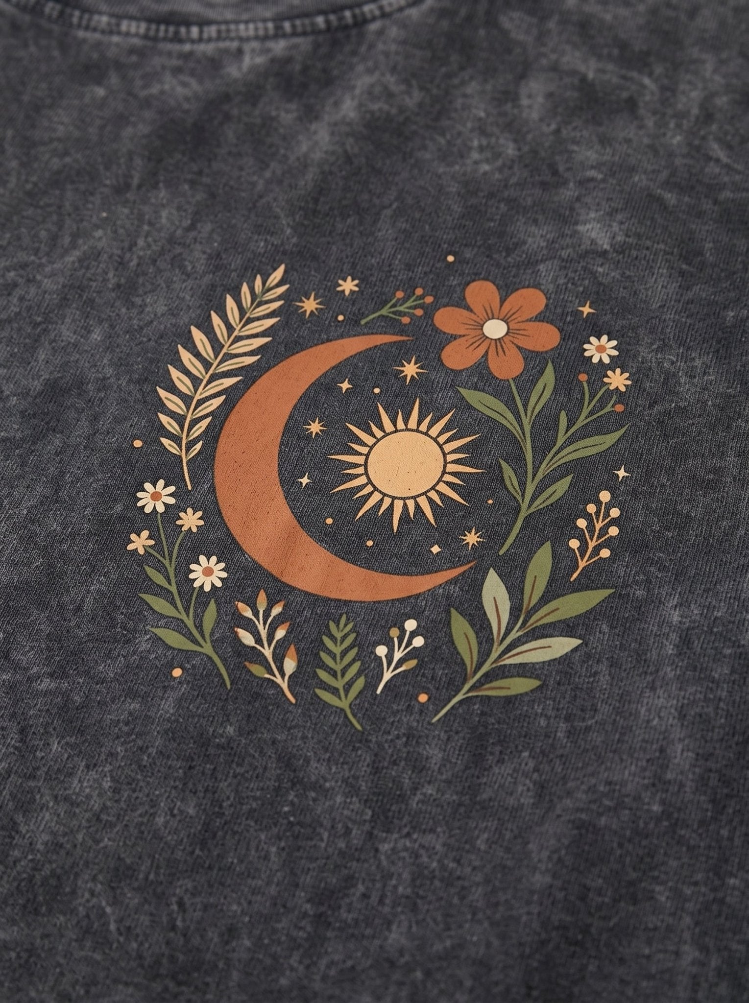 Sun Flower Long Sleeves Washed T-Shirt - Hippies TownT-shirtHippies Town