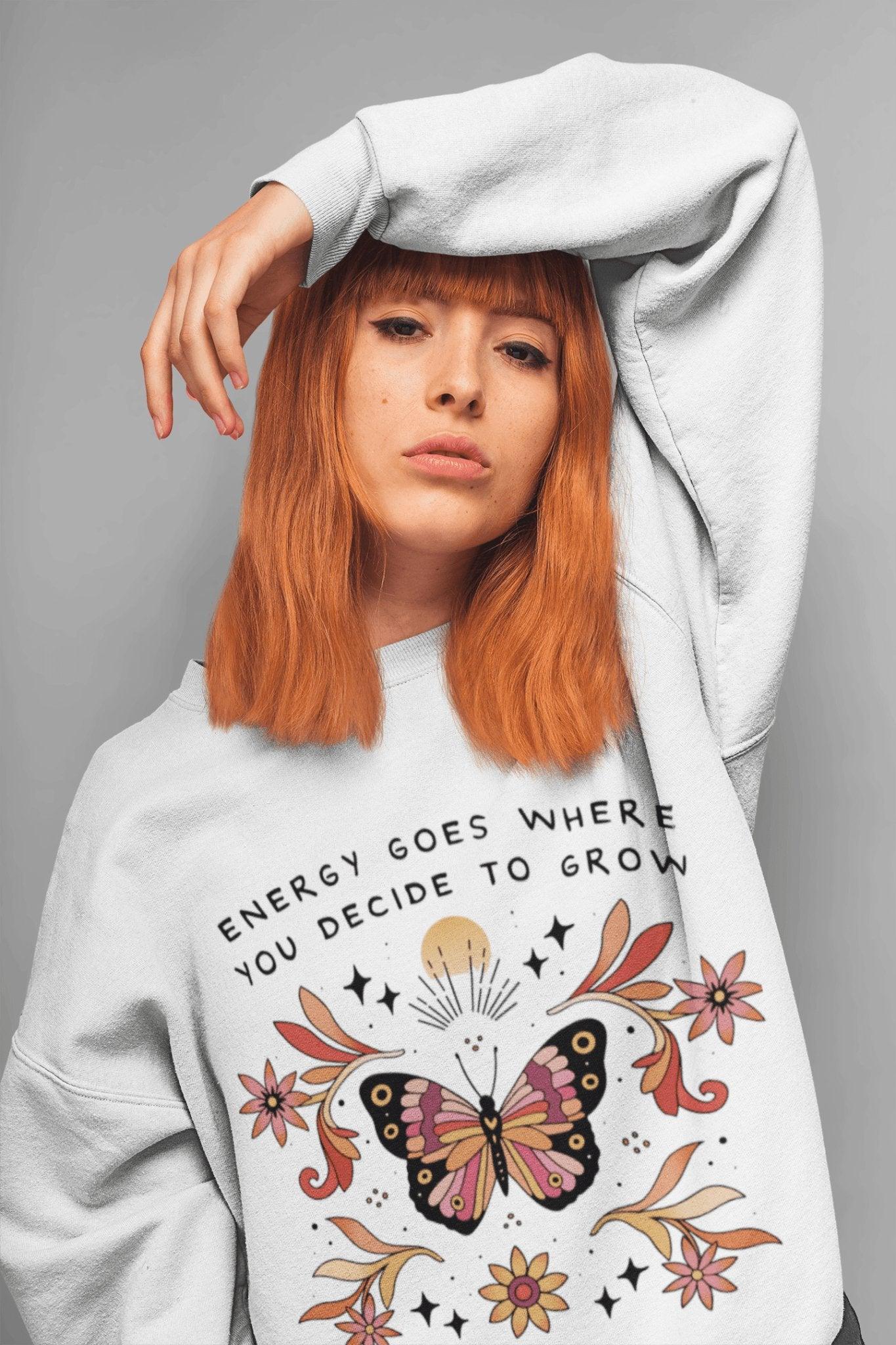 Peace Butterfly Crewneck Large Size Only - Hippies Town