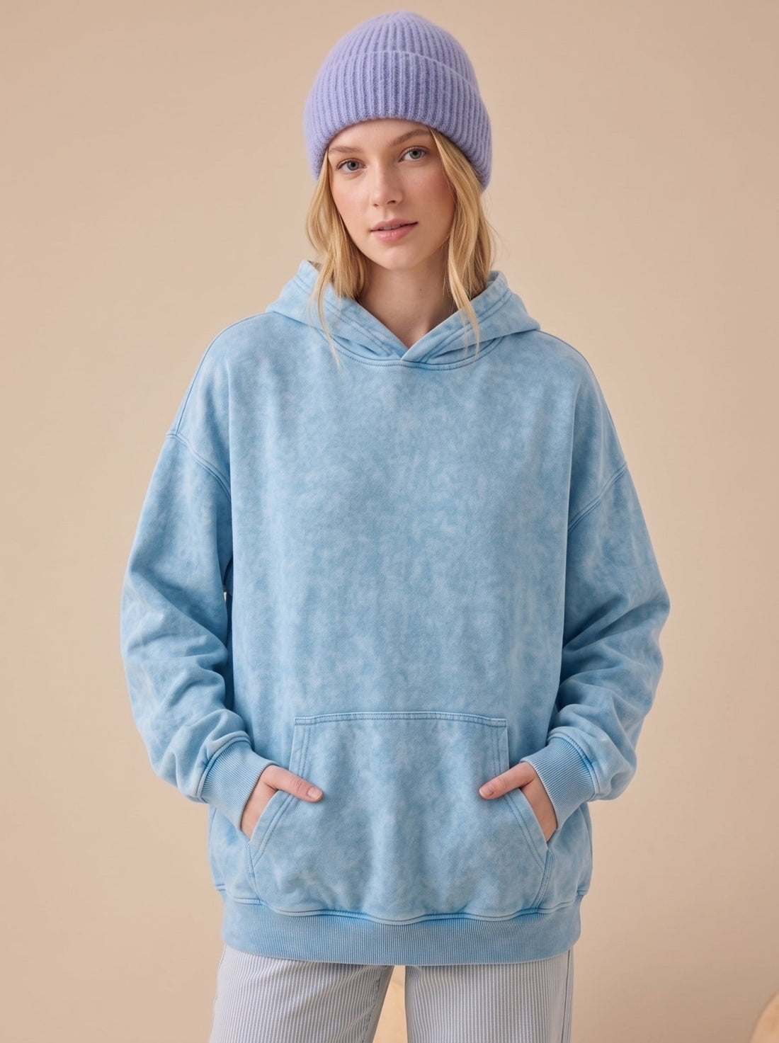 Washed baby blue Hoodie - Hippies TownHoodieHippies Town