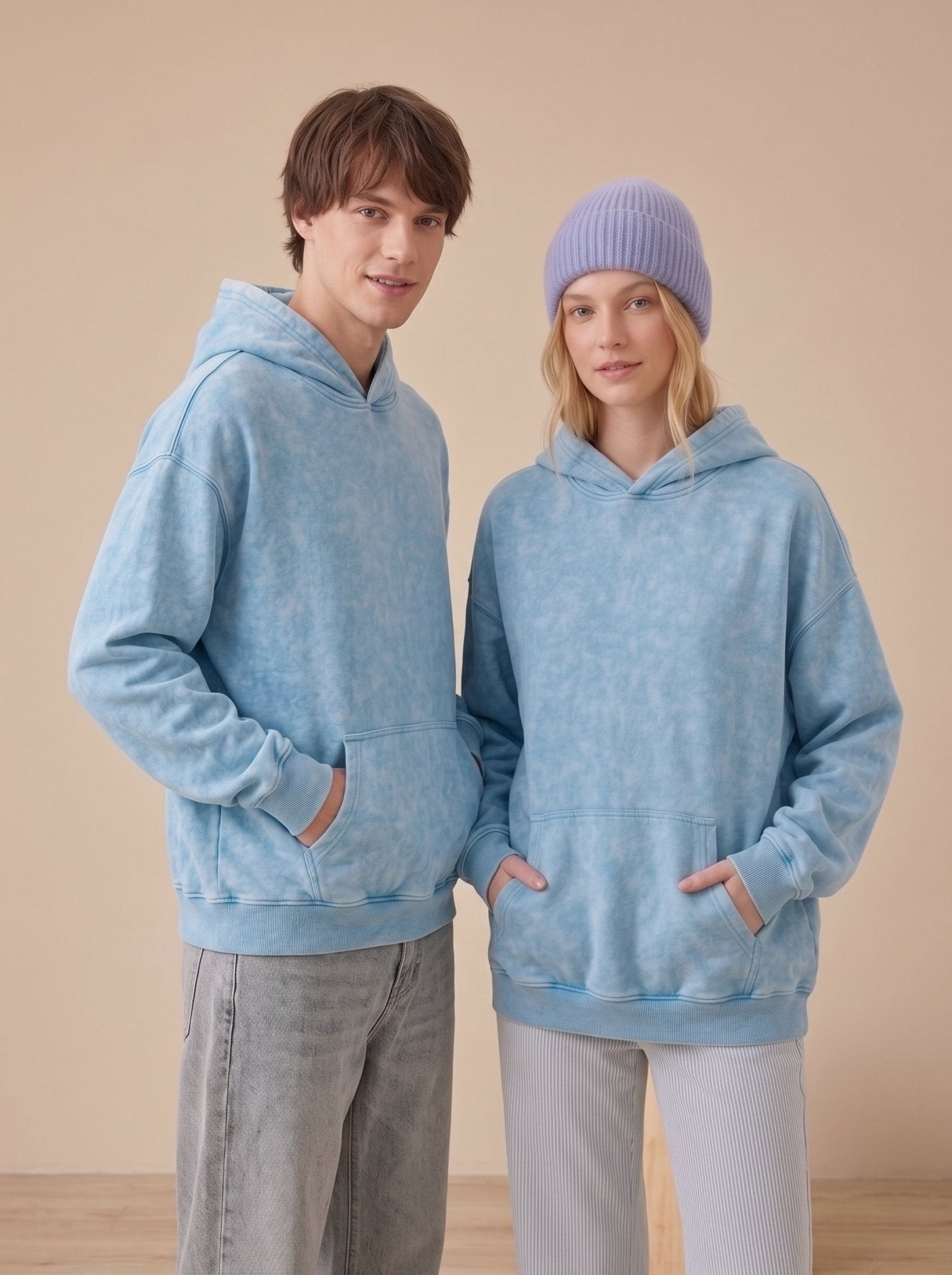 Washed baby blue Hoodie - Hippies TownHoodieHippies Town