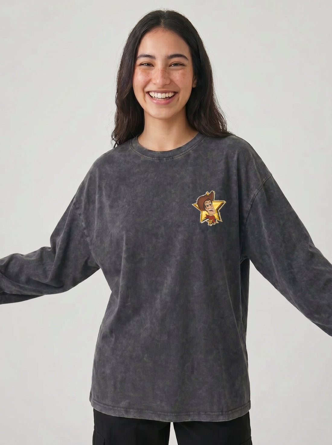 Woody Long Sleeves Washed T-Shirt - Hippies TownT-shirtHippies Town
