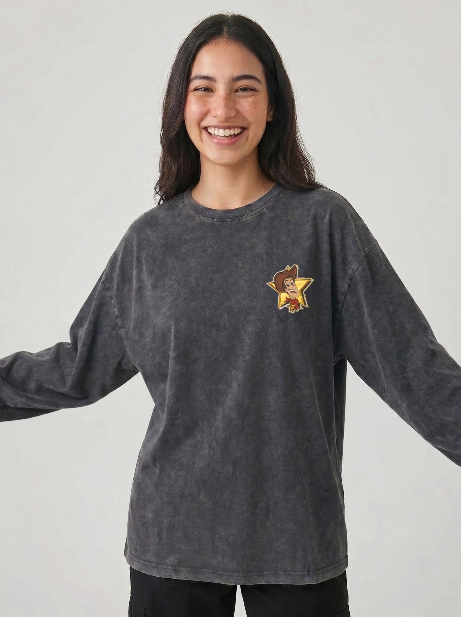 Woody Long Sleeves Washed T-Shirt - Hippies TownT-shirtHippies Town