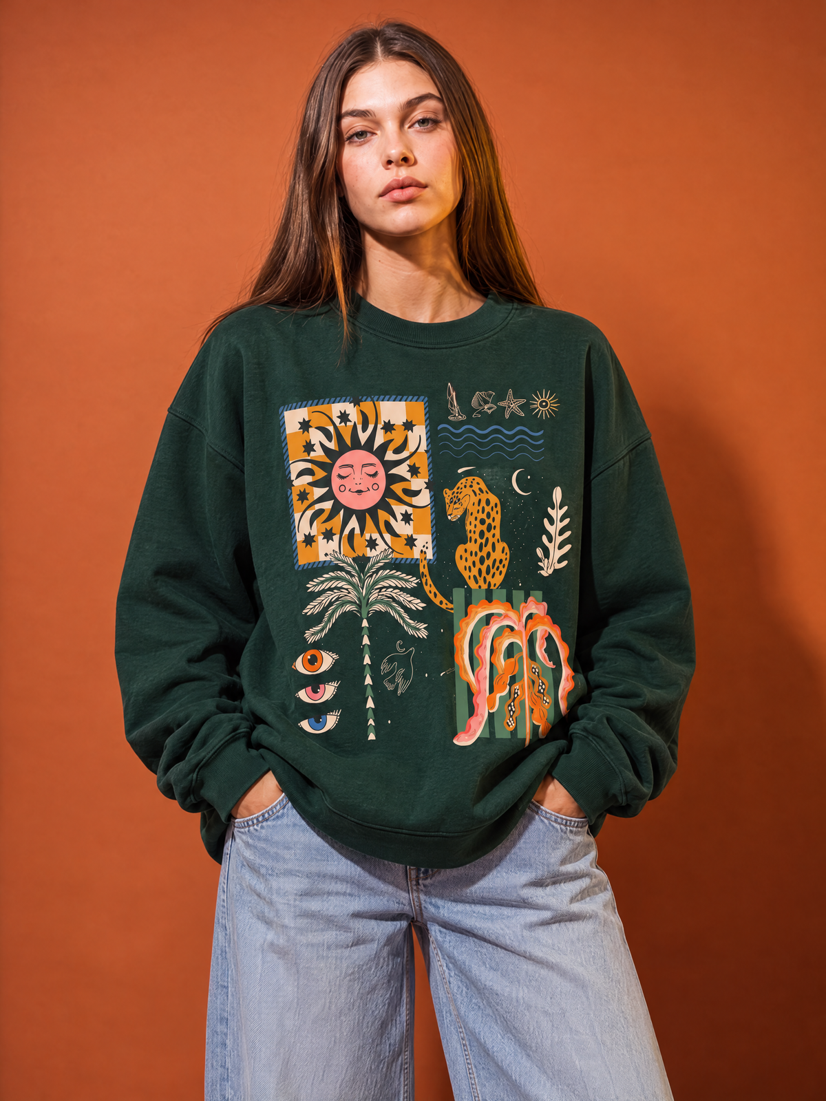 Boho abstract Crewneck