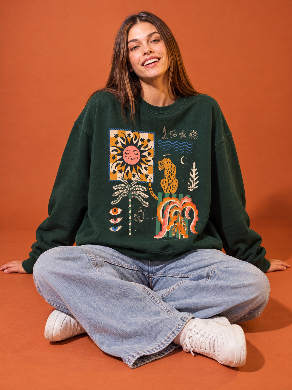 Boho abstract Crewneck