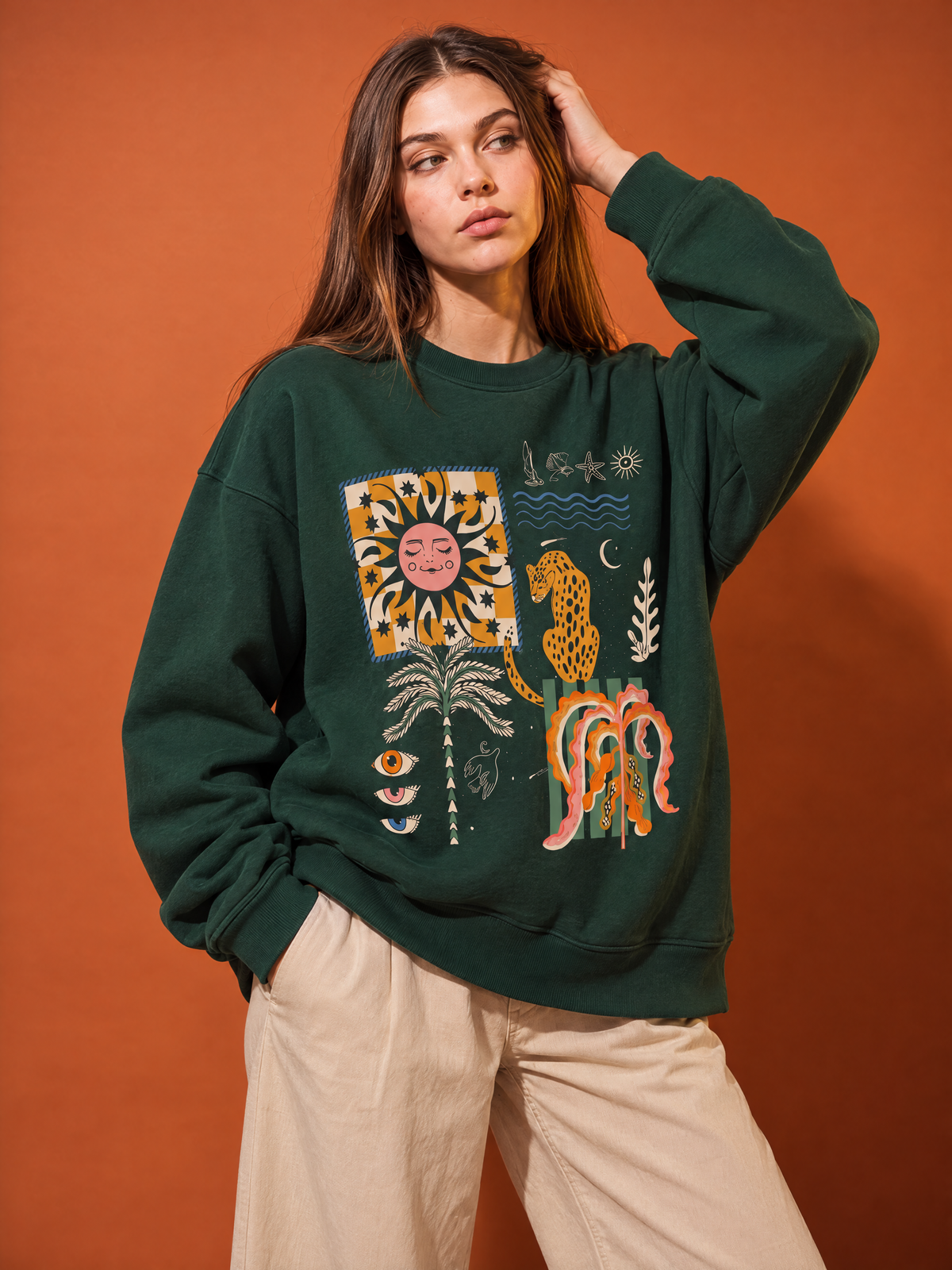 Boho abstract Crewneck