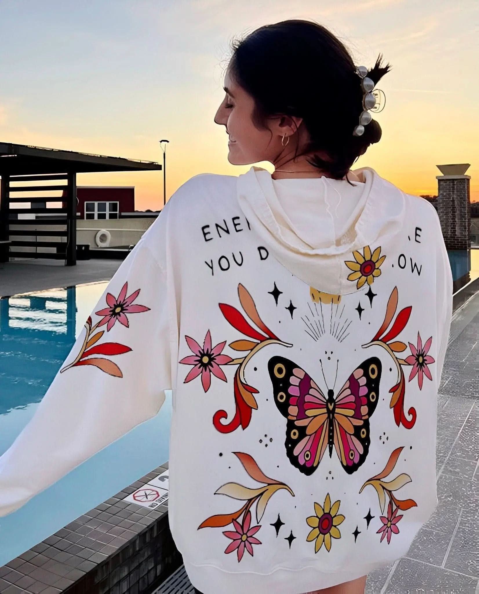 Peace Butterfly Hoodie - Hippies Town